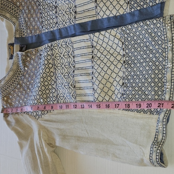 Madison Multiples Embroidered Studded Round Neck Southwestern Jacket Topper SZ L - Picture 15 of 15